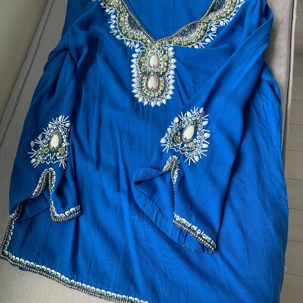 Blue Beaded Top Size XS